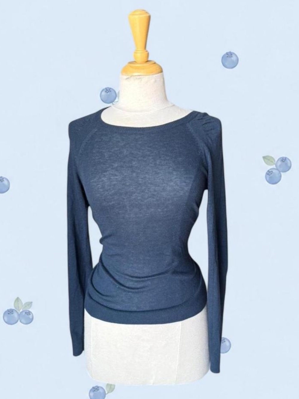 Jacob Navy Blue Long Sleeve Crewneck Top